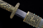 长柄铜装康熙宝刀|折叠花纹钢（LJG-3237） 人气指数：5180